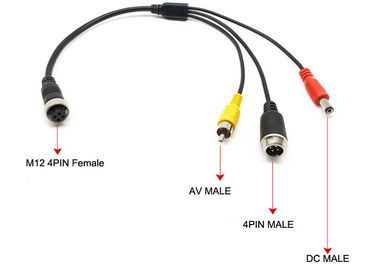 Εξαρτήματα DVR, εξωτερικός προσαρμοστής 4 μικροφώνων θηλυκό βούλωμα αεροπορίας καρφιτσών σε 4pin male+RCA+DC