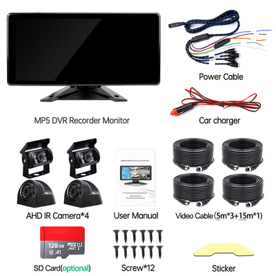 Σύστημα AI DVR αυτοκινήτου BSD συναγερμός 360 ° 4CH 10,36 ιντσών οθόνη με καταγραφέα για φορτηγό