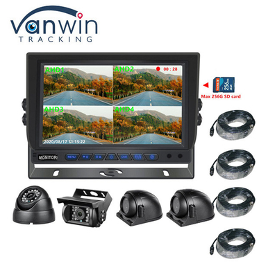 Ζεστή πώληση 9 ιντσών 1024*600 AHD Quad Display Αυτοκίνητο φορτηγό Σύστημα κάμερας ασφαλείας με λειτουργία καταγραφής