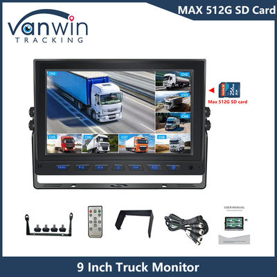 9 ιντσών 8 κανάλια AHD Monitor Video 1080P LCD IPS για αυτοκίνητα