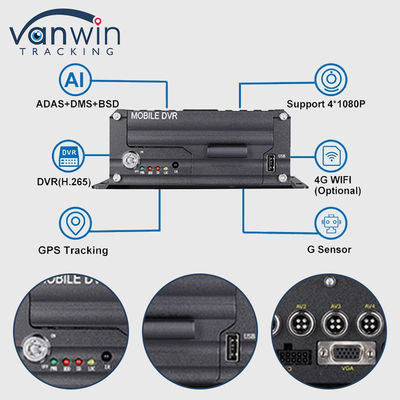 H.265 4CH 1080P HDD Mobile DVR Οχήμα CCTV βίντεο καταγραφέας Kit Συστήματα κάμερας MDVR
