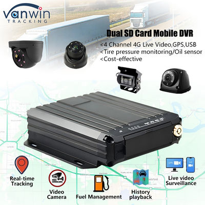 4CH 1080P Δύο κάρτες SD Κινητό DVR Υποστήριξη Νεφρών αισθητήρα 4G Ειδικότητα σε πραγματικό χρόνο Παρακολούθηση GPS Tracker