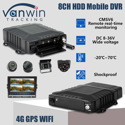 8 κανάλια 4G Wifi 1080P HDD Mobile DVR Παρακολούθηση οχημάτων AHD Real Time View Mdvr
