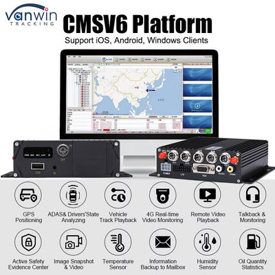 CMSV6 4CH Δύο κάρτες SD Κινητό DVR 4G GPS Επαγρύπνηση σε πραγματικό χρόνο Επαγρύπνηση βίντεο MDVR