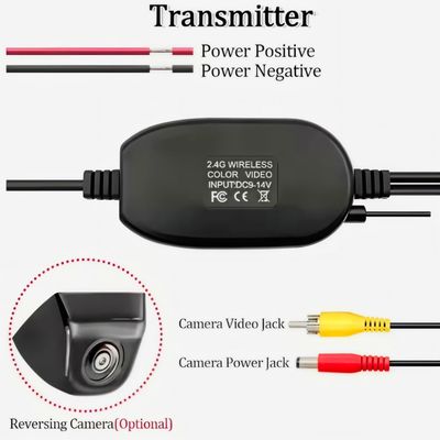Ασύρματος 2.4G RCA Βίντεο σήμα Αναμεταδότης Πιστοποιητής Πλήρης για το αυτοκίνητο πίσω κάμερα 12V