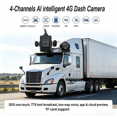24V 4CH AI Dash Cam Kit Vehicle Camera Security DVR με πλευρική κάμερα DMS ADAS BSD για φορτηγό/λεωφορείο