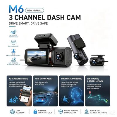 3 κανάλια HD DVR Dash Cam 4G 4K Μπροστά 1080P Καμπίνα πίσω GPS παρακολούθηση ADAS DMS 24/7 Παρακολούθηση στάθμευσης για την ασφάλεια του στόλου