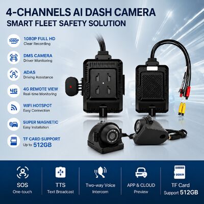 Εμπρός και πίσω Dash Cam 4CH ADAS DMS Auto Recorder Video With 4G GPS WIFI Magnetic Camera for Truck
