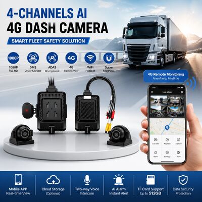 24V 4CH AI Dash Cam Kit Vehicle Camera Security DVR με πλευρική κάμερα DMS ADAS BSD για φορτηγό/λεωφορείο