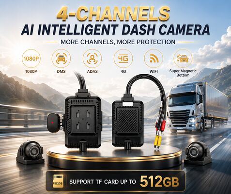 24V 4CH AI Dash Cam Kit Vehicle Camera Security DVR με πλευρική κάμερα DMS ADAS BSD για φορτηγό/λεωφορείο