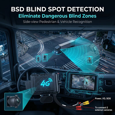 Μεταφορέας βαρέων φορτηγών 4G Dash με ADAS BSD - GPS Telematics Fleet Camera με κουμπί SOS Panic