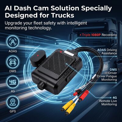 Κάμερα Ταμπλό AI 4 καναλιών 4G, ADAS + DMS + BSD Ενεργή Ασφάλεια, Εγγραφή 1080P+720P για Ταξί