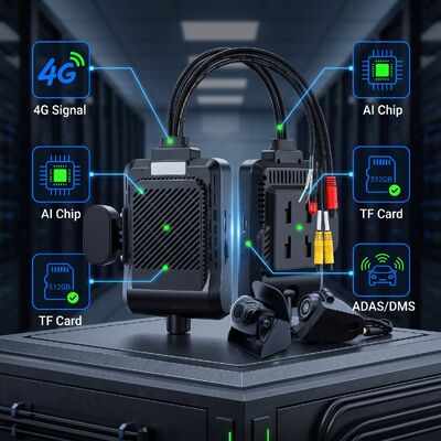 Κάμερα Ταμπλό AI 4 καναλιών 4G, ADAS + DMS + BSD Ενεργή Ασφάλεια, Εγγραφή 1080P+720P για Ταξί