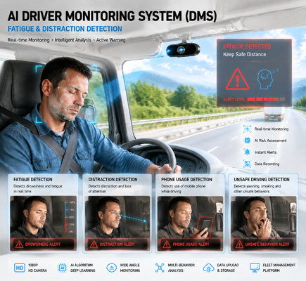 Vehicle Automatic Emergency Braking System Truck Collision Avoidance AEBS with ADAS+DMS