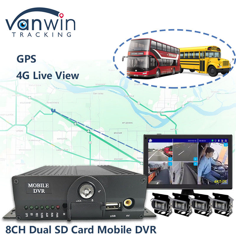 8CH AHD Δύο κάρτες SD Σύστημα κινητού DVR 4G WIFI GPS MDVR για ζωντανή προβολή