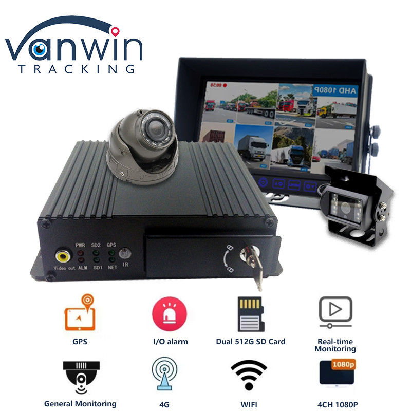 MAX 512GB Δύο κάρτες SD Αποθήκευση 4CH Mobile DVR Με 4G GPS 1080P Full HD SD Card Mdvr