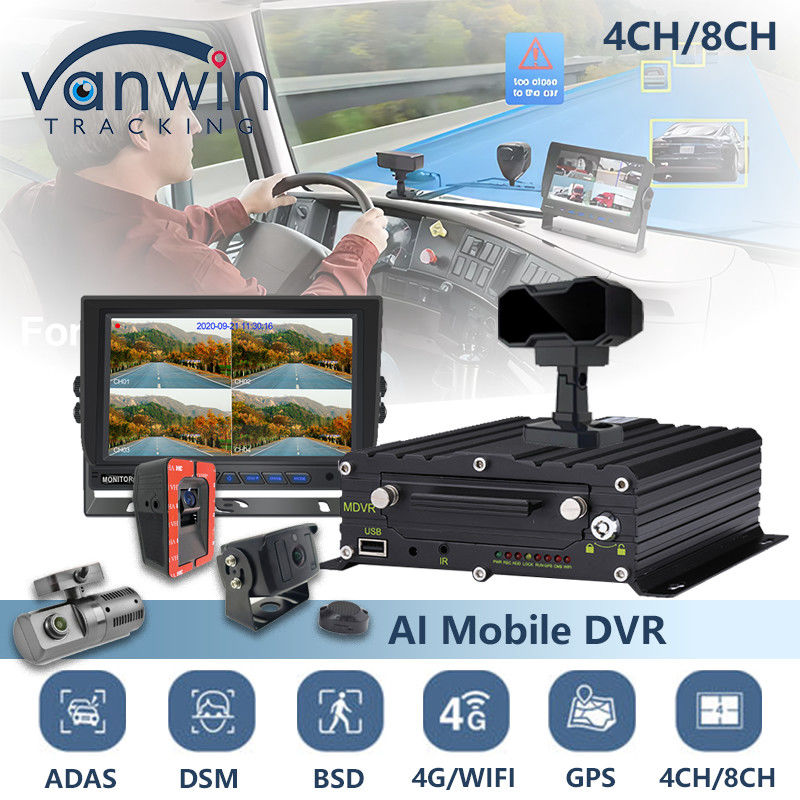 8CH AI BSD ADAS DMS MDVR Σύστημα HD 1080P HDD Mobile DVR Με λειτουργία 4G GPS WIFI