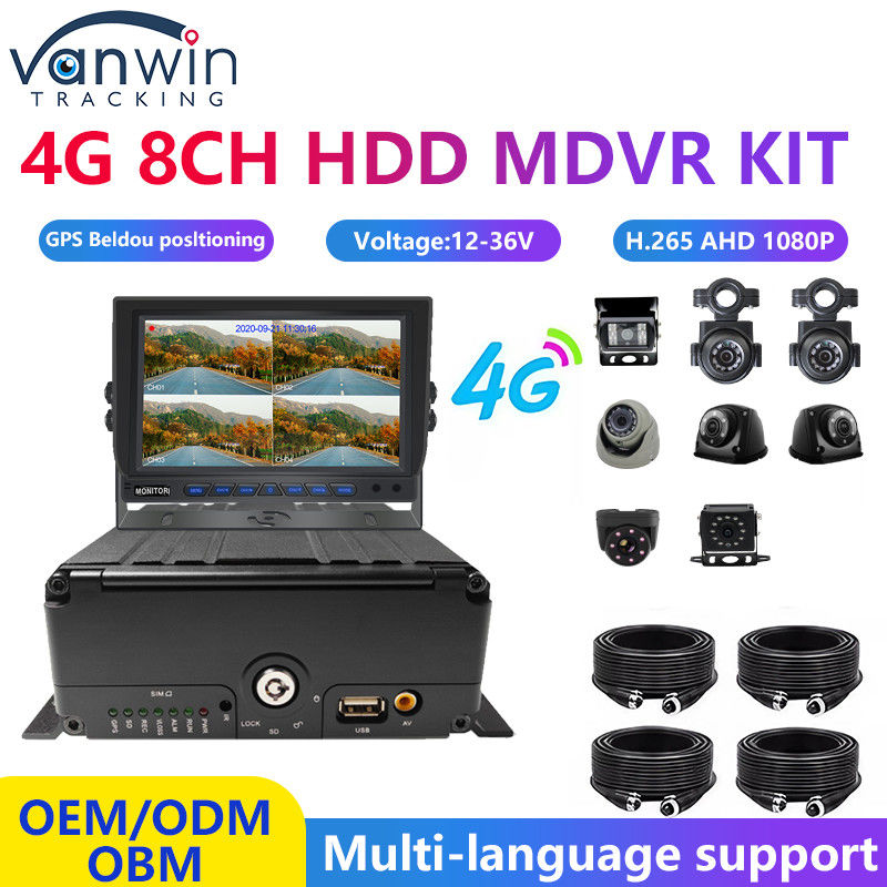 H.265 8CH HDD 1080P Mobile DVR System με 4G MDVR Kit GPS WIFI λειτουργία για τη διαχείριση στόλου