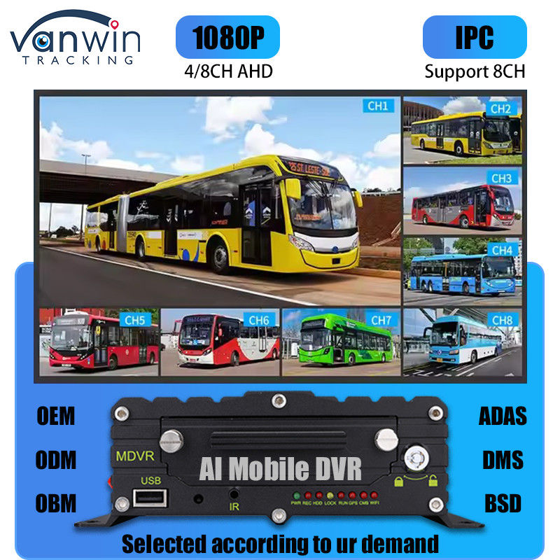 8CH AI ADAS DMS BSD Mobile DVR HDD MDVR 2TB Υποστήριξη Vehicle Tracking Platform Vehicle DVR