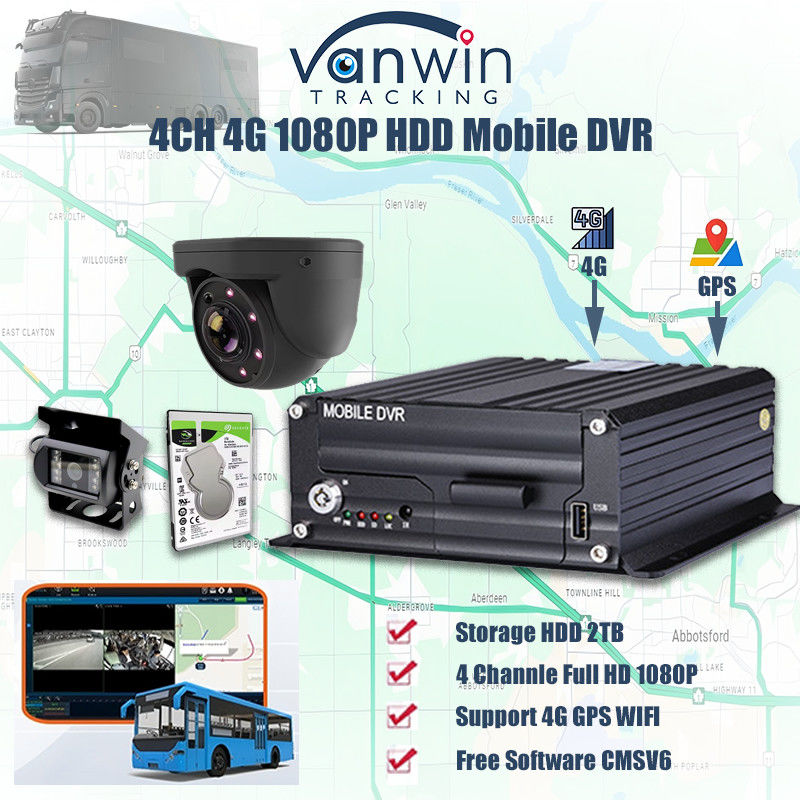 H.265 4CH 1080P HDD Mobile DVR Οχήμα CCTV βίντεο καταγραφέας Kit Συστήματα κάμερας MDVR