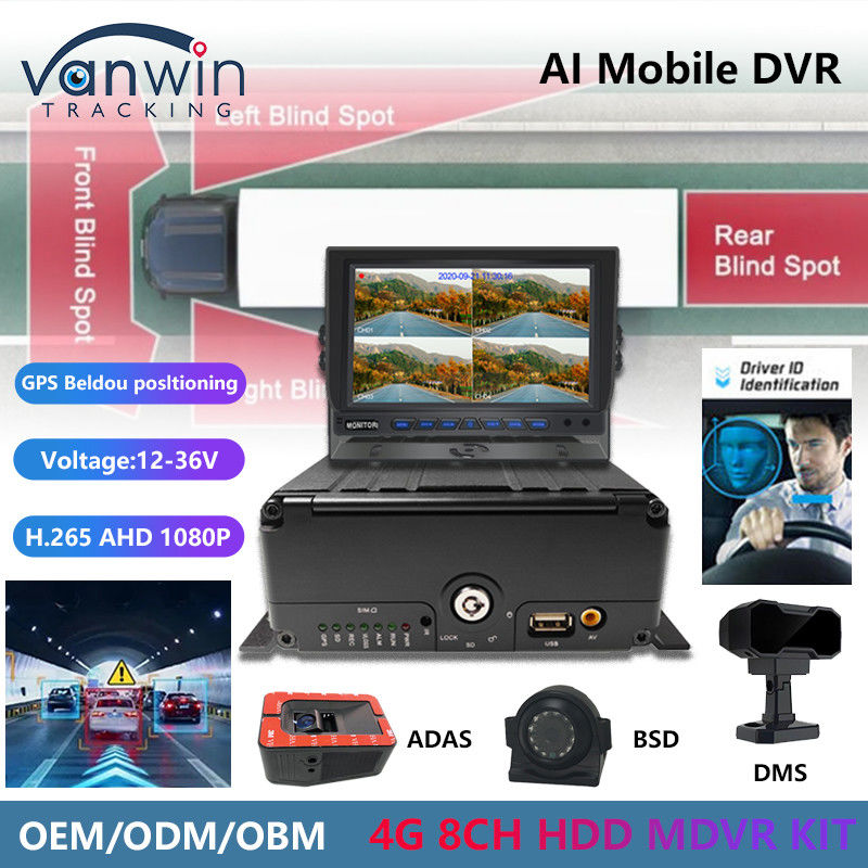 8CH AI Mobile DVR με ADAS DMS BSD 4G και GPS οχήματος μαύρο κουτί για την ασφάλεια του οχήματος