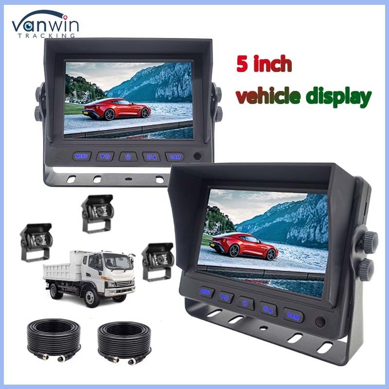 5 ιντσών οθόνη LCD TFT οθόνη αυτοκινήτου μεταλλικός σύνδεσμος + 4PIN CCD χρώμα πίσω κάμερα 12-24v για Caravan Van Rv