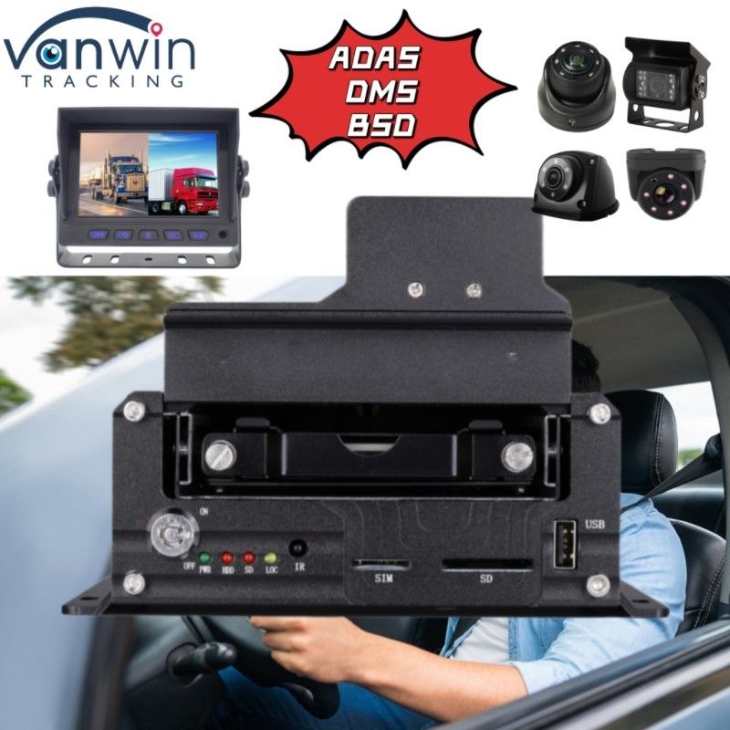 Επαγγελματική υποστήριξη 4CH HDD DVR ADAS DMS BSD λειτουργία 4G GPS Vehicle Tracker