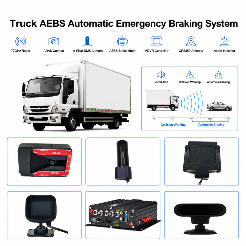 Vehicle Automatic Emergency Braking System Truck Collision Avoidance AEBS with ADAS+DMS